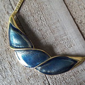 Vintage Aqua Golden Charm Necklace